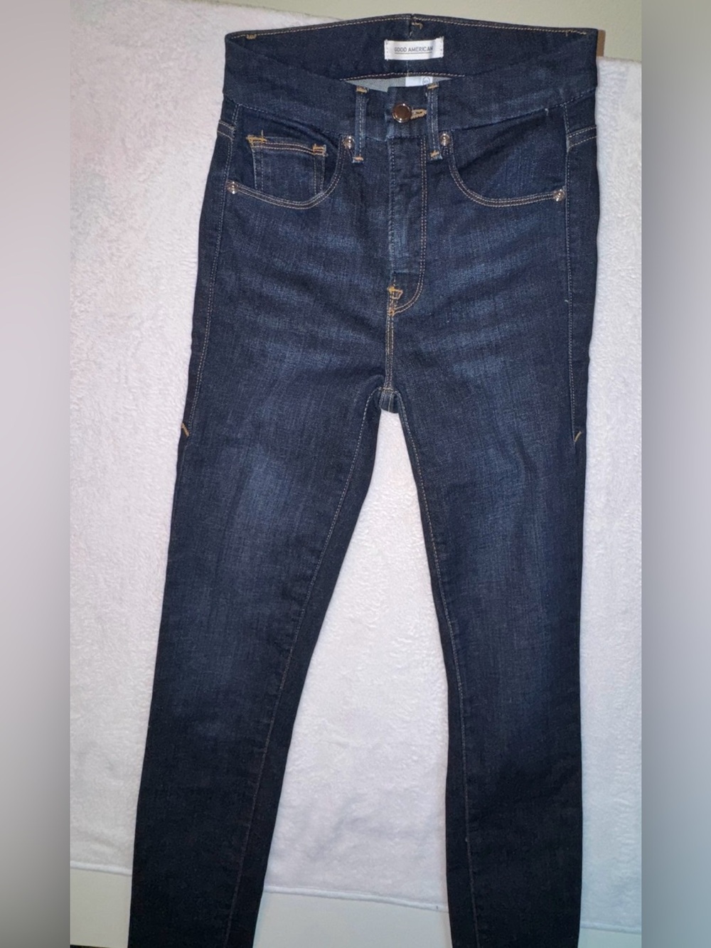 Good American Good Legs Crop Dark Blue Jeans Sz 0